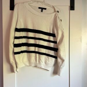 White House Black Market Black and White Striped Sweater